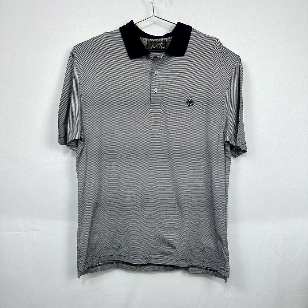 Bacardi Signature Collection Blue/White Stripped BAT Embroidered Polo Bar Sz L